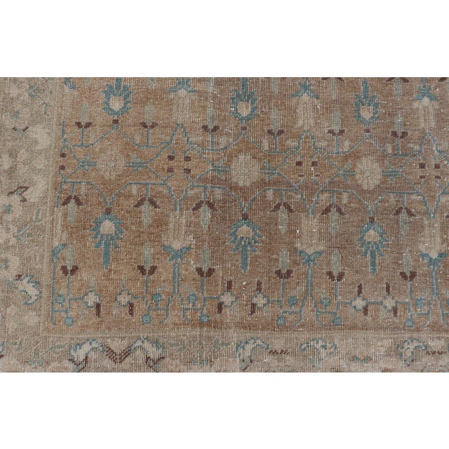 Tan Vintage Turkish Oushak With All-Over Design in Muted Tones & Neutral Colors For Sale - Image 8 of 12