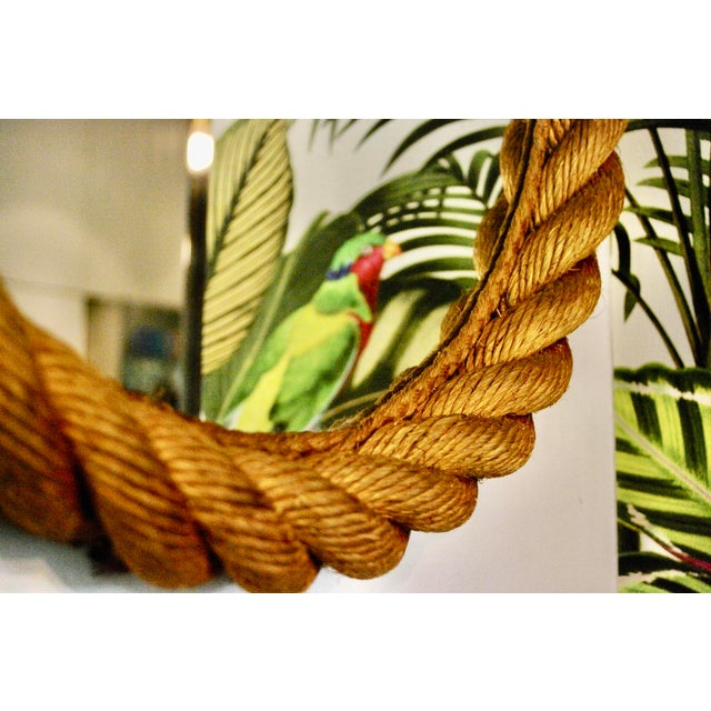 Large Round Rope Mirror by Adrien Audoux & Frida Minet, 1950 For Sale - Image 9 of 11