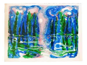 Circa 1980 "Moon Mist" Abstract Lithograph by Ronald Julius Christensen