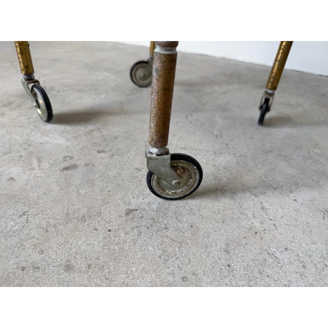 1970’s Maison Jansen Style Italian Hollywood Regency Brass & Glass Three-Tier Rolling Bar Cart With Removable Trays For Sale In Miami - Image 6 of 12