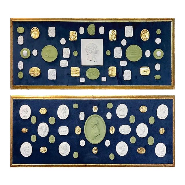 #1040 Pair of Grand Tour Revival Adams Style Gilt & Plaster Intaglio in Giltwood Frames For Sale