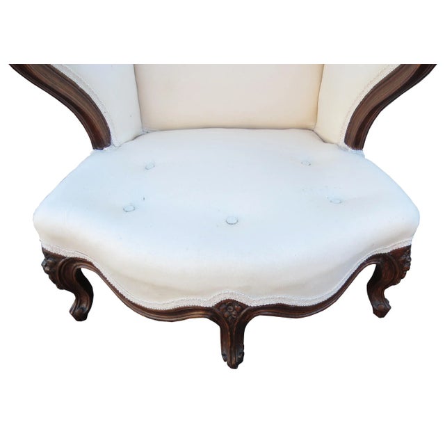 Antique Early 19th Century French Provincial High Back Wingback Walnut Bergere With 5 Legs For Sale - Image 10 of 13