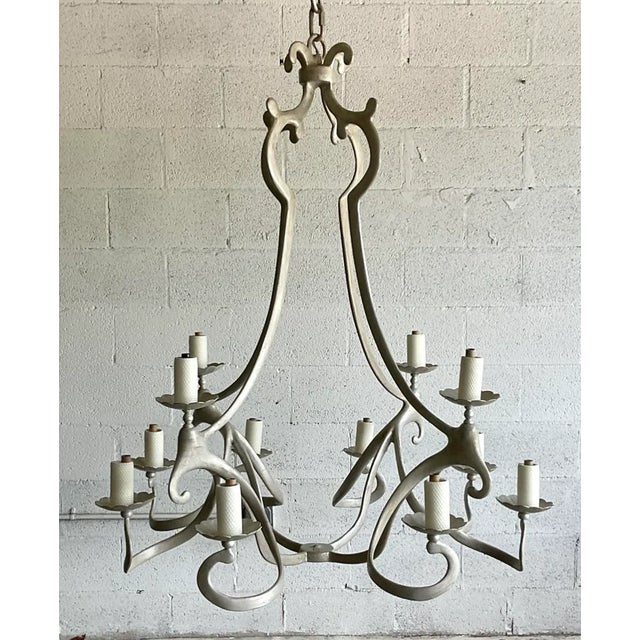 Silver Vintage Niermann Weeks 12 Arm Silver Leaf Crevecoeur Chandelier For Sale - Image 8 of 13