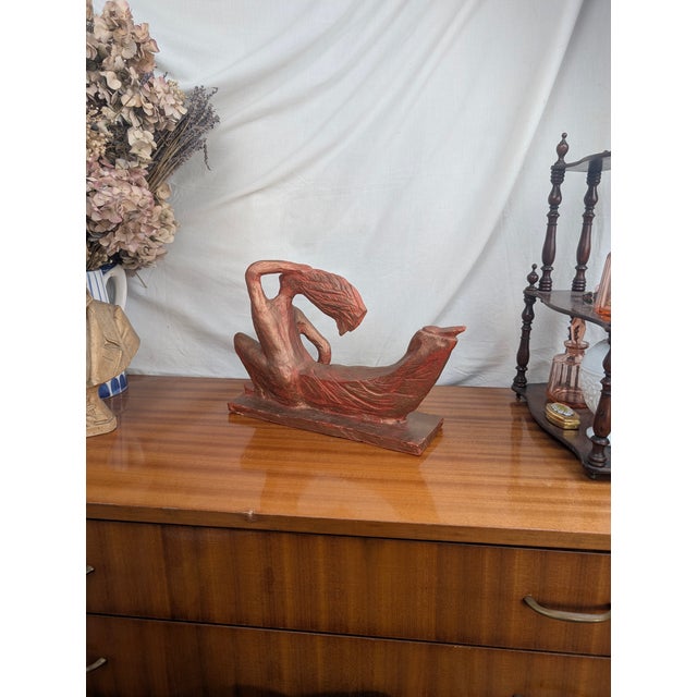 Beige Art Deco Style Terracotta Sculpture of a Slender Woman, 1990 For Sale - Image 8 of 12