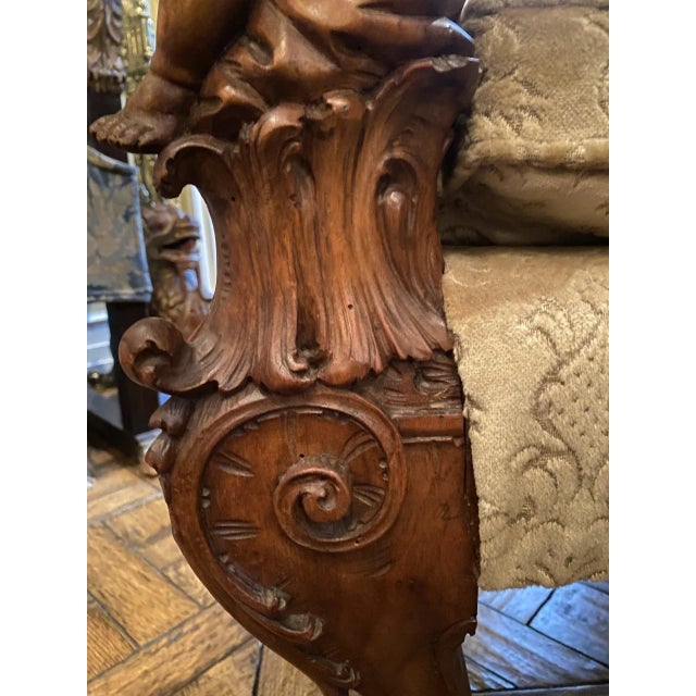 Antique White Venetian Baroque 19th Century Walnut Carved Bench For Sale - Image 8 of 10