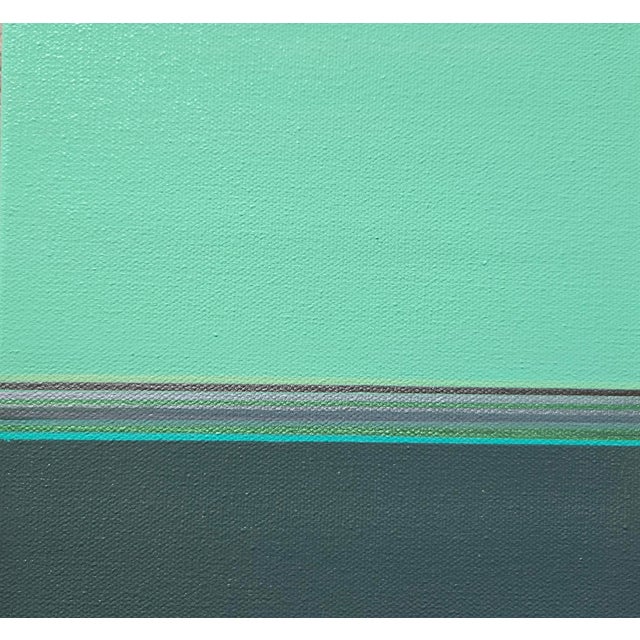 Mint Green & Gray Abstract Expressionism Acrylic Painting For Sale - Image 4 of 4