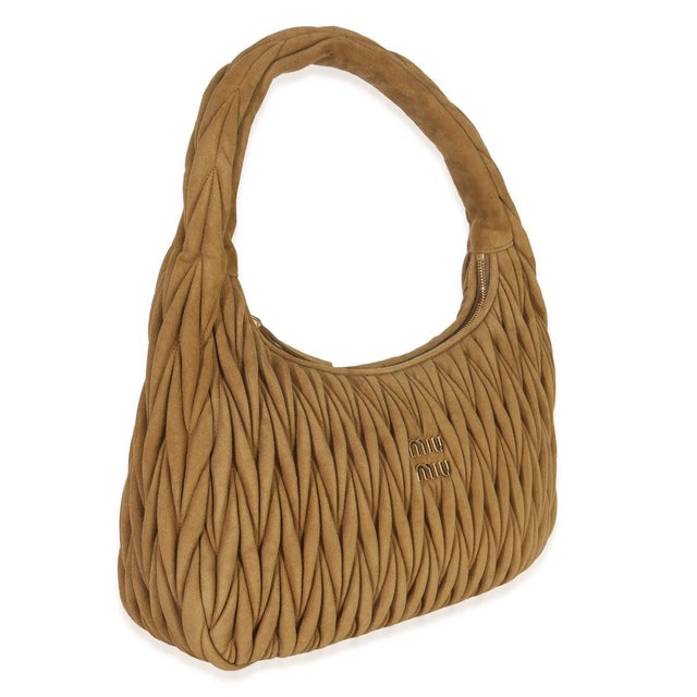 Contemporary Brown Suede Matelasse Wander Hobo For Sale - Image 3 of 8