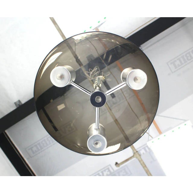 Mid-Century Modern Mid-Century Modern Smoked Dome Chrome Light Fixture For Sale - Image 3 of 6