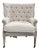 Sarreid Irish Tufted Linen Accent Armchair With Casters For Sale