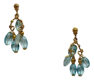 22k Gold Dangle Chandelier Earrings With Blue Topaz Gemstones by Deborah Lockhart Phillips