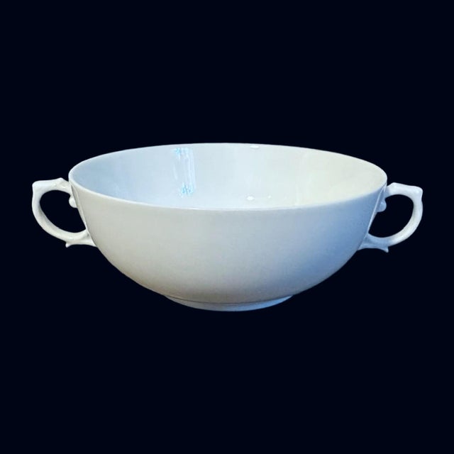 Vintage Mid Century Furstenburg German Porcelain Handled Soup Bowls in White - A Pair Set of two vintage mid century...