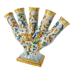 19th/20th Century European Majolica Maiolica Faience Tulipiere Flower Vase