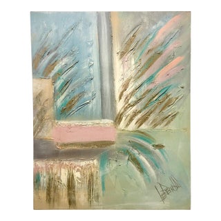 Large Vintage Abstract Signed Painting For Sale