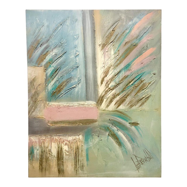 Large Vintage Abstract Signed Painting For Sale