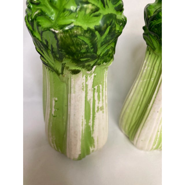 Mid-Century Modern Midcentury Ceramic Lettuce Salt & Pepper Shakers- A Pair For Sale - Image 3 of 7