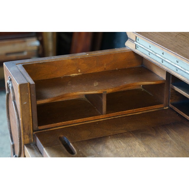 Brown Antique Victorian Revival Walnut Spinet Writing Desk Secretary Library Table For Sale - Image 8 of 18