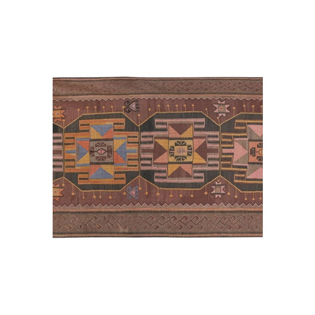 1960s 1960s Vintage Turkish Kars Kilim Rug 4'4'' X 8'7'' For Sale - Image 5 of 13