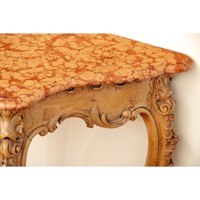 Mid 20th Century Mid 20th Century Extraordinary Louis XV Style Rossa Verona Marble Top Console Table For Sale - Image 5 of 10