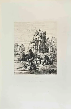 Auguste Constantin, Les Laveuses, Etching, 1870s
