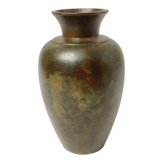 Antique Japanese Patinated Bronze Vase For Sale