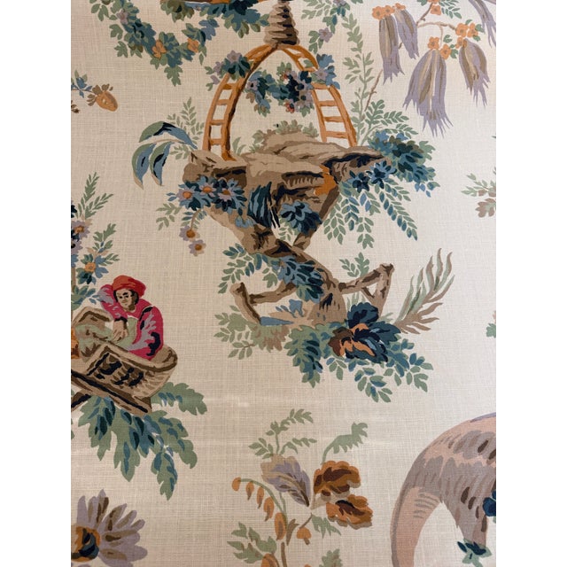 Schumacher Schumacher Plaisirs De La Chine Document Linen Fabric 172850 Schumacher Classics Collection 8 Yards For Sale - Image 4 of 8