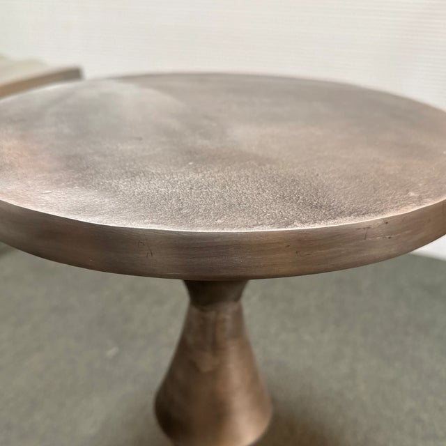 Silver Ethan Allen Matte Geo Accent Table For Sale - Image 8 of 11