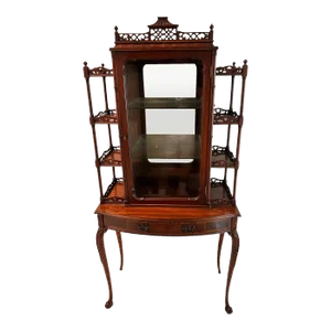 Antique Chinese Chippendale Whatnot Vitrine Cabinet