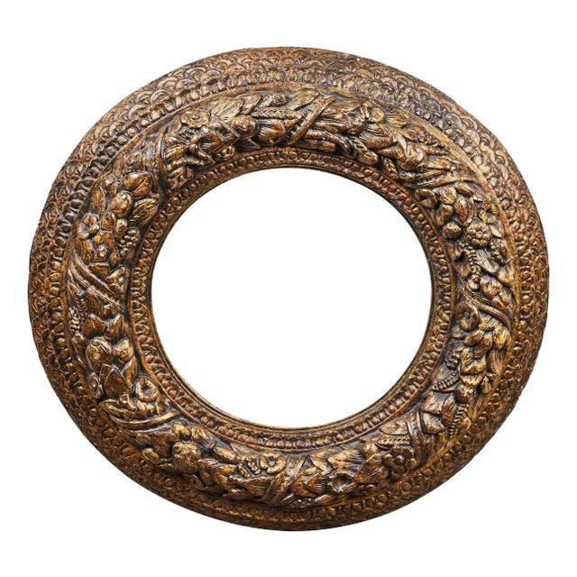 Hand Carved, 17th Century Frame With Inset New Antique Look Mirror For Sale