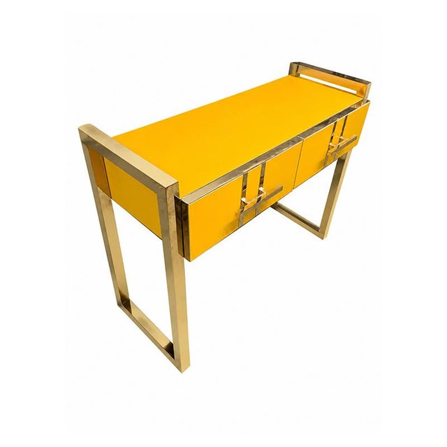 Glass Console Table with Drawers, 1980s For Sale - Image 4 of 5