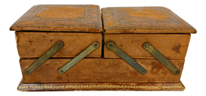 Art Nouveau Leather Harmonica Jewelry Box, 1900s