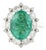 14k Gold Statement Oval Emerald & Diamond Cluster Engagement Ring Size 6.5 For Sale