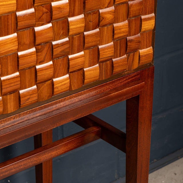 Vintage Italian Dry Bar Cabinet with Woven Front Decor on Stand, 1960 For Sale - Image 14 of 18