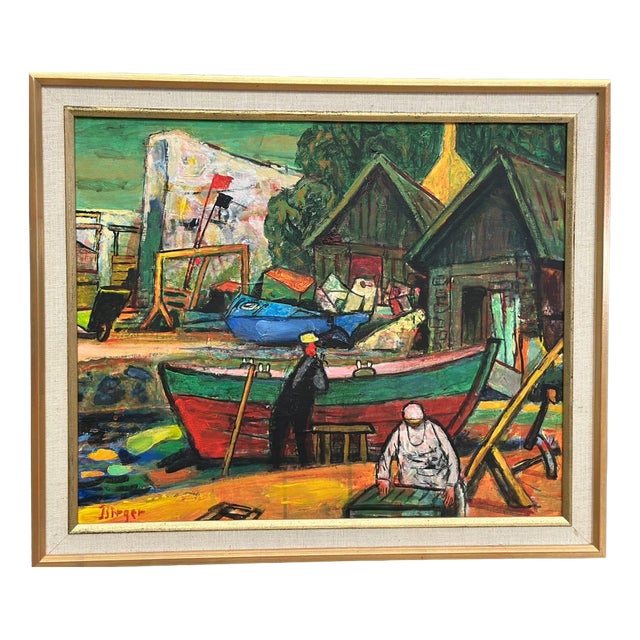 Birger E. Son Birger, Harbour, 1960s, Oil on Panel, Framed For Sale