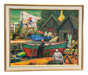 Birger E. Son Birger, Harbour, 1960s, Oil on Panel, Framed