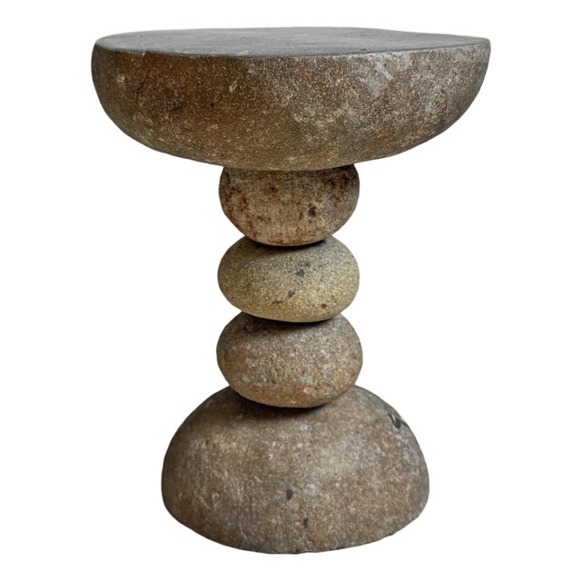 River Rock Stack Outdoor Side Table Stool For Sale