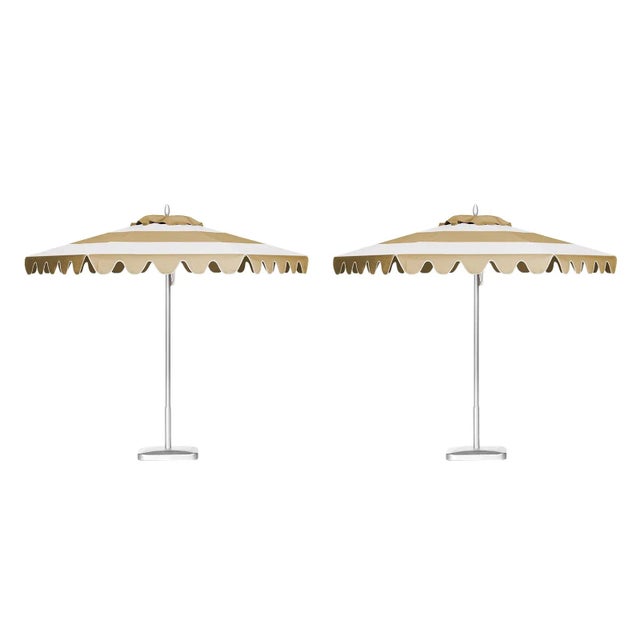Contemporary Desert Sand 9' Patio Umbrella, Tan & White, Set of 2 For Sale - Image 3 of 3