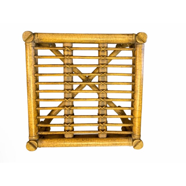 1970s McGuire Bamboo Console Table With a Glass Top & Two Matching Stools . For Sale In Sacramento - Image 6 of 11