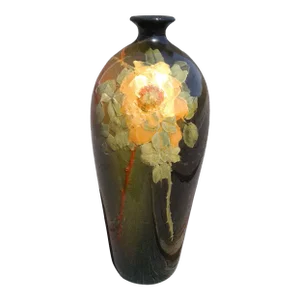 Antique Louwelsa Weller Art Pottery Vase, Wild Rose