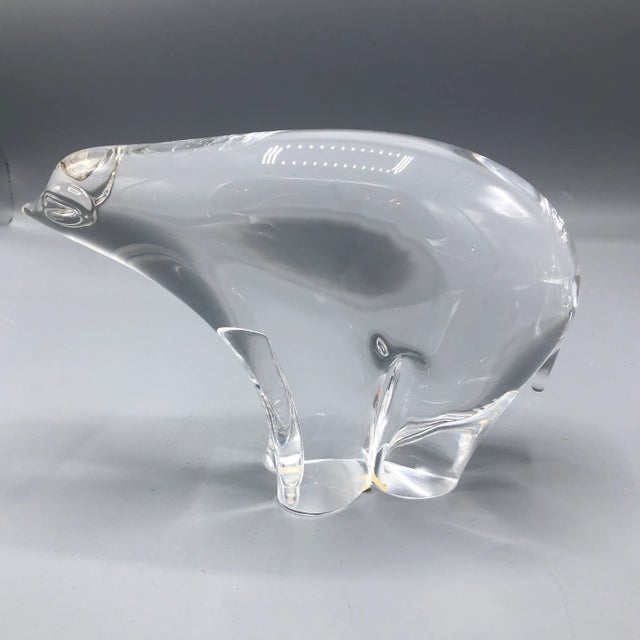 Contemporary Clear Crystal Sculpture of a Polar Bear For Sale - Image 3 of 8