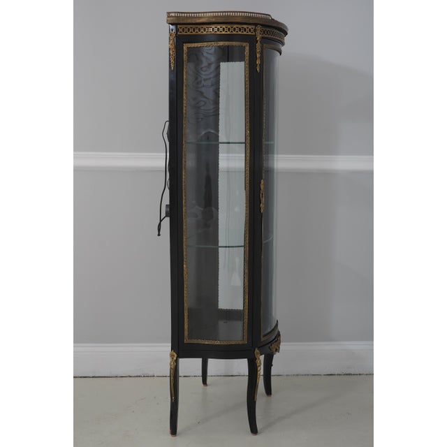 Age: Approx: 40 Years Old Details: Brass Gallery Top High Quality Construction Lighted Interior Queen Anne Legs & Pad Feet...