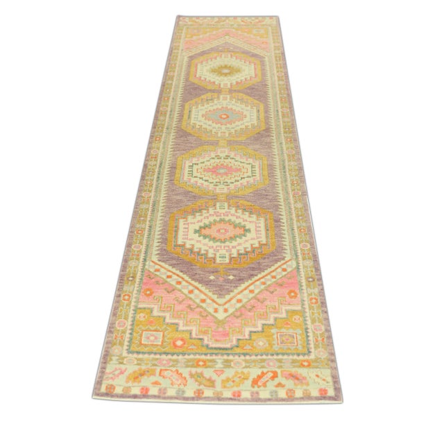 Turkish Modern Turkish Oushak Rug 3' x 11'8" For Sale - Image 3 of 6