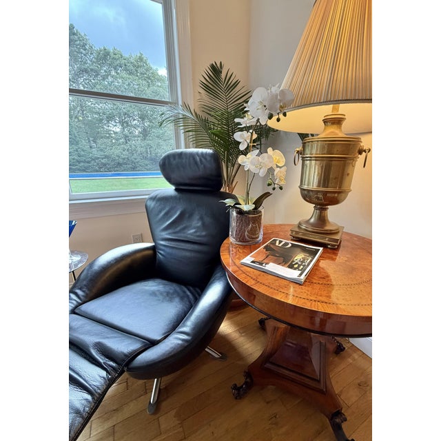 Cassina Black Leather Swivel Recline, Made in Italy For Sale - Image 10 of 17