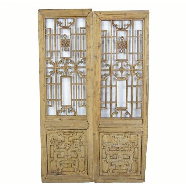 Antique 1900s Chinese Wood Screen Panels - a Pair For Sale - Image 9 of 9