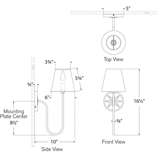 Chapman & Myers for Visual Comfort Signature Polaris 17" Single Sconce in Polished Nickel with Linen Shade For Sale In Houston - Image 6 of 7