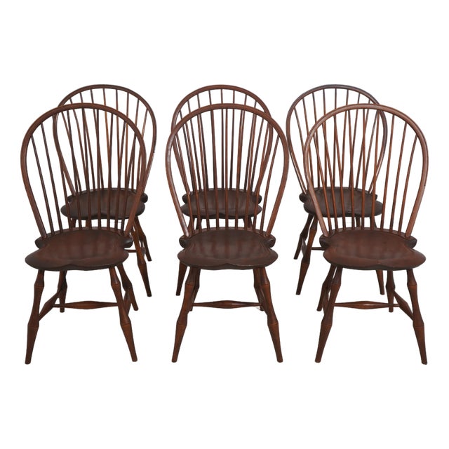 Set of 6 Dr Dimes Mixed Wood Bow Back Windsor Chairs For Sale