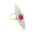 Art Deco Vintage 14K Gold Old Mine Cut Ruby and Diamond Long Vertical Ring, Size 6 For Sale - Image 3 of 6