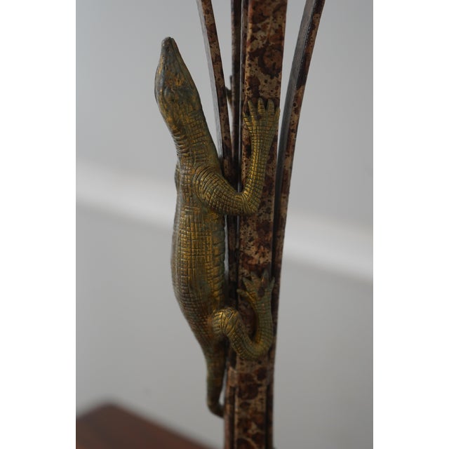 Pair Maitland Smith Brass & Iron Lizard Table Lamps For Sale In Philadelphia - Image 6 of 12