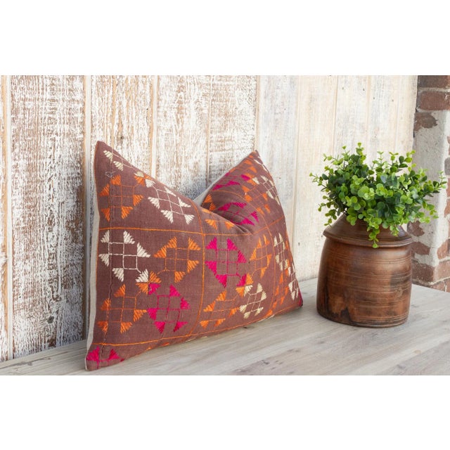 Mia Antique Indian Folk Lumbar Pillow For Sale In Los Angeles - Image 6 of 10