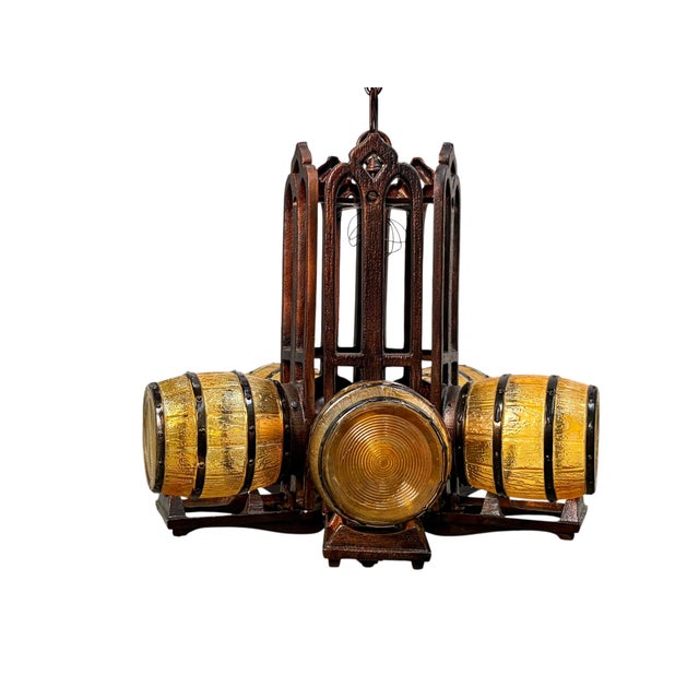 Custom Replication of 1930s Tavern Keg and Barrel Chandelier by Gill Glass for Wine Cellars and Taverns For Sale - Image 11 of 16