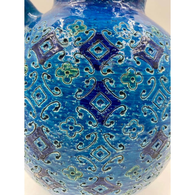 Bitossi Rimini Blue Glazed Ceramic Oversized Jug Vase by Aldo Londi ...